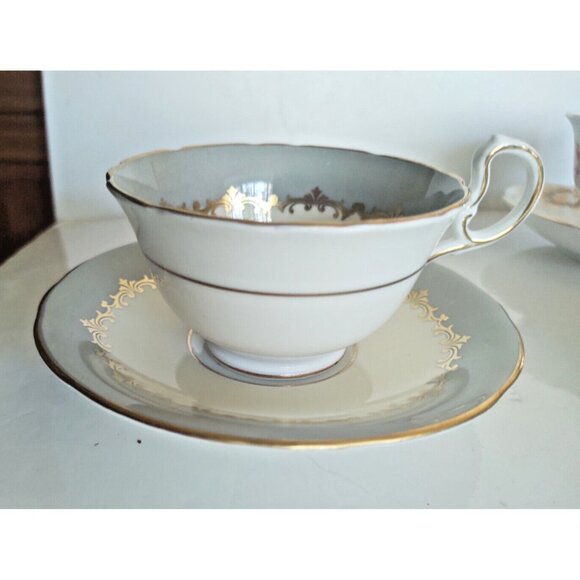 Vintage Aynsley Lancaster Pattern Grey Teacup and Saucer #7610 - Picture 4 of 16